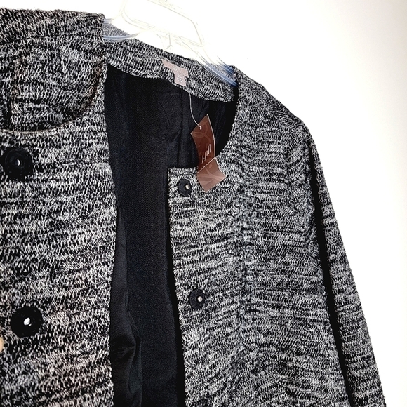 NEW j jill women's large petite snap button jacket gray blac blazer suit - Picture 8 of 15